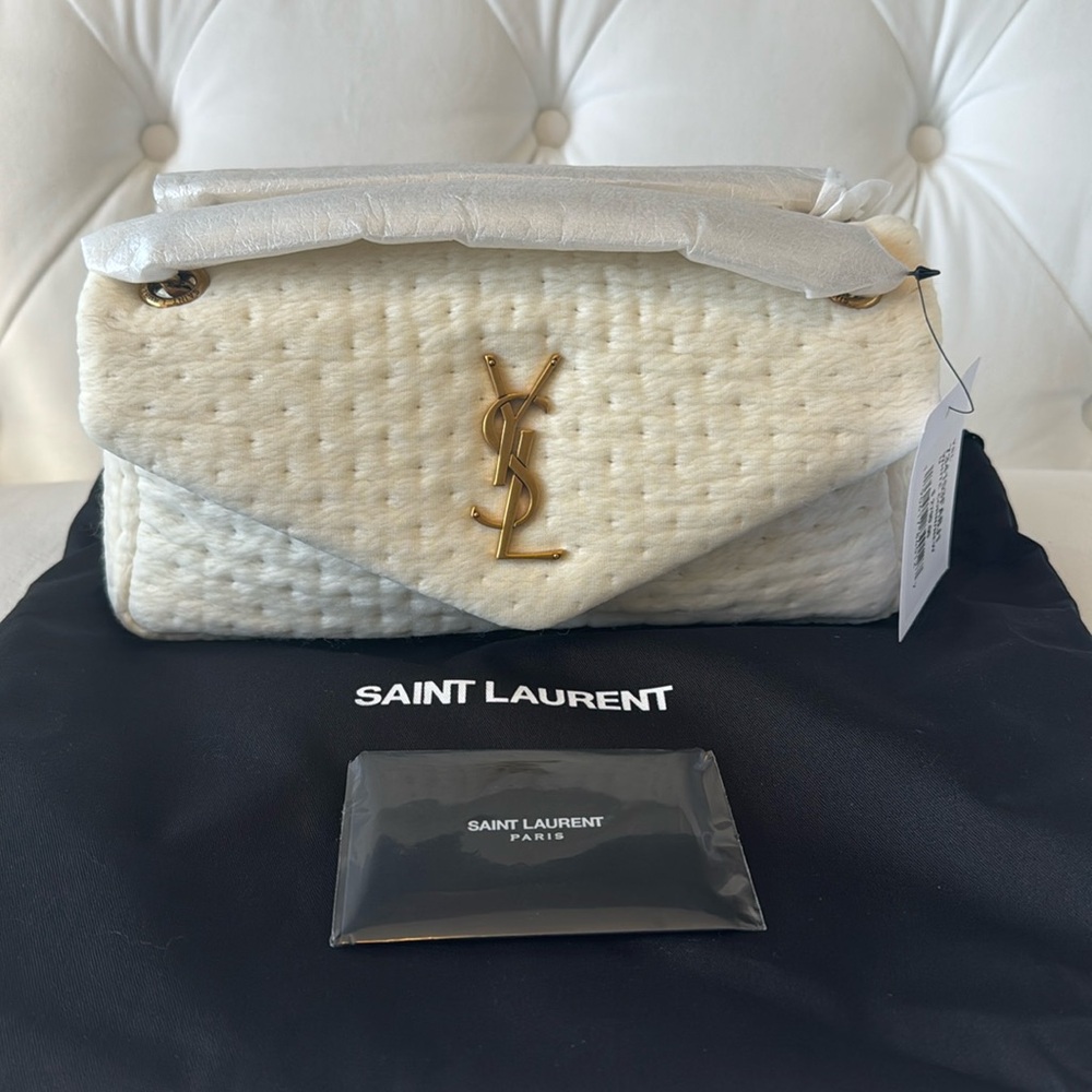 Saint Laurent small Lou Organza Puffer shoulder Bag gold chain- brand new